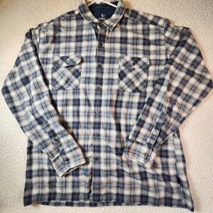 KÜHL Men's XL Blue Plaid Flannel Shirt Long Sleeve Born in the Mountains Kuhl